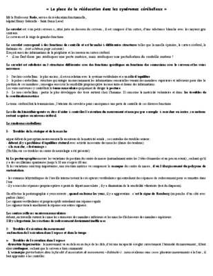 reeducation syndrome cerebelleux Book