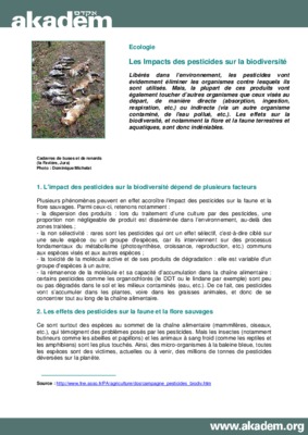 impacts des pesticides problematique Book