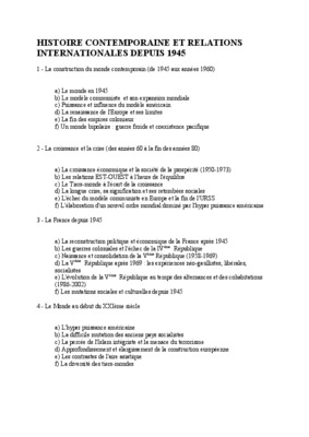 histoire fiche de cours les relations internationales depuis 1945 Book