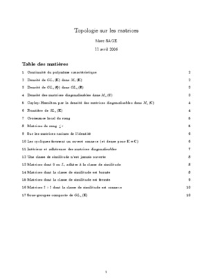 topologie des matrices extraits cnc Book