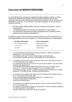 exercices corrige sur le monohybridisme Book