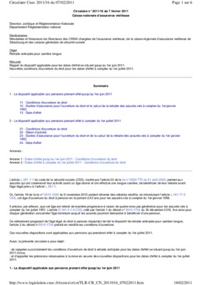 cnav circulaire n 2011 12 du 12 01 2011 Book