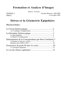 geometrie epipolaire Book