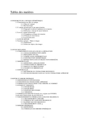tables des matieres de mesures physiques Book
