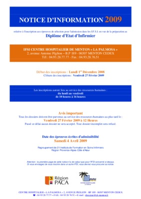 liste de fin de course infirmiaire ecole la palmosa a menton Book