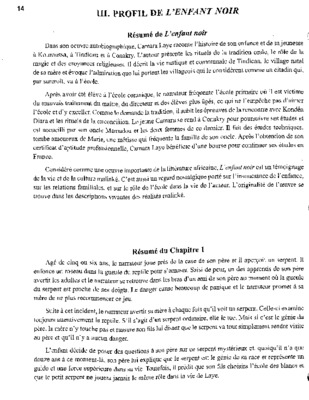 Les Themes Dans Le Roman De Camara Laye L enfant Noir pdf Notice 