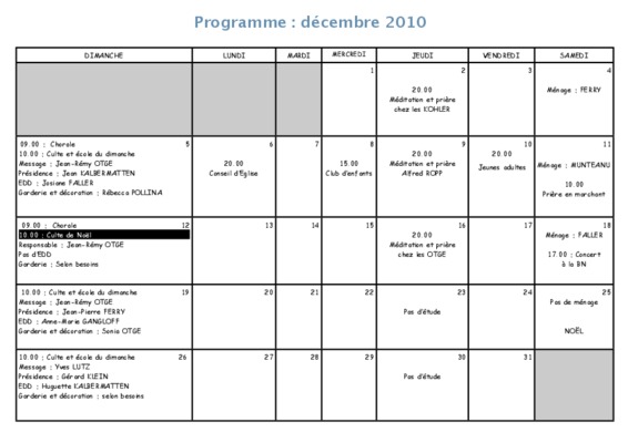 programme du 25 decembre 2010 Book