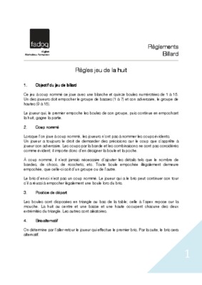 reglements du jeu de la 8 billard Book
