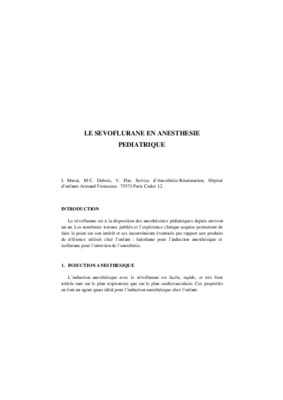 sevoflurane en anesthesie pediatrique cardiaque Book