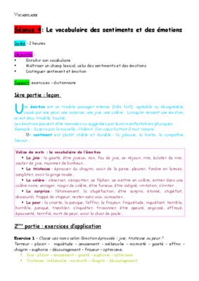 vocabulaire emotions et sensibilite Book