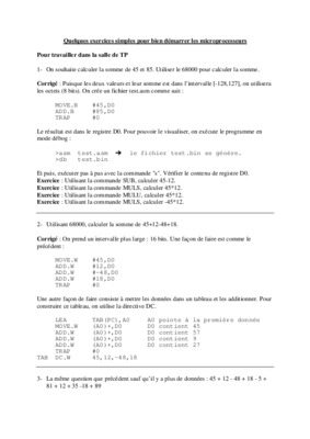 quelques exercices les microprocesseurs Book
