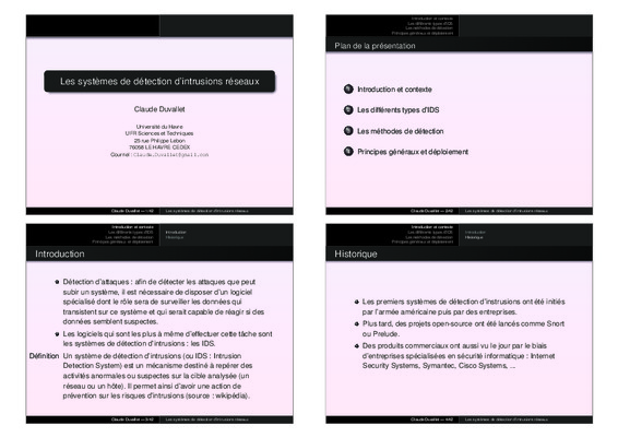 les intrusions et les systemes de detection d_intrusion cours pdf Book