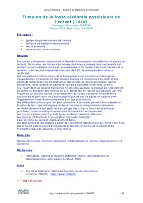 les tumeurs de la fosse cerebral posterieure Book