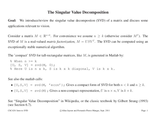 singular value decomposition Book