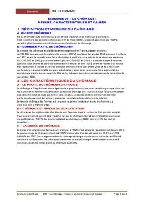 chomage et economie Book