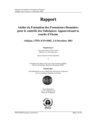 protocole de montreal manuel de formation des agents des douanes Book