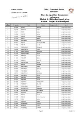la liste de rattrapage de s1 Book
