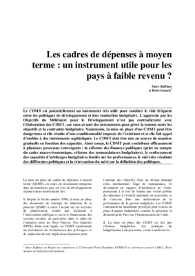 cadres de depenses a moyen terme Book