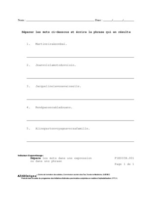 separer les mots dans une phrase Book