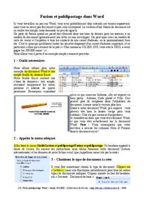 fusion et publipostage Book