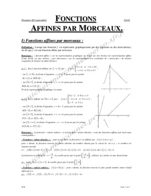 exercices sur fonction affine par morceaux Book