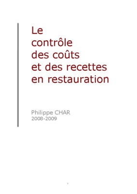 les couts de restauration Book