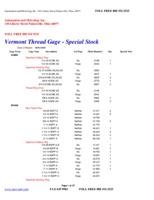 gage stock Book