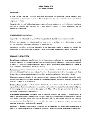 fiche de seance double dutch Book
