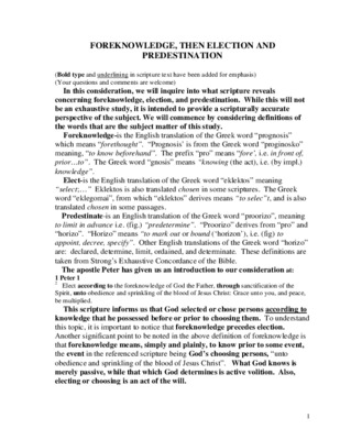 predestination Book