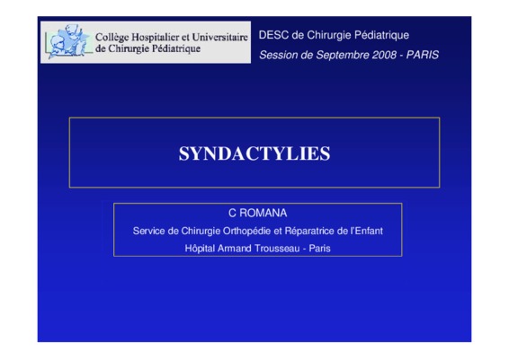 syndactylie orteils Book