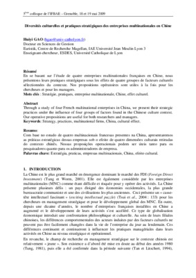 management des equipes interculturelles et diversites sous culturelles cas des multinationales francaises en chine Book
