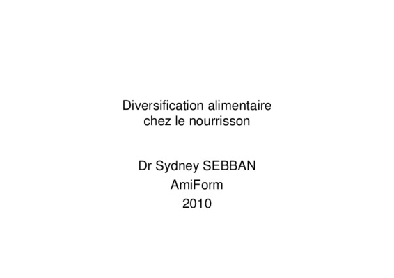 diversification chez le nourrisson Book