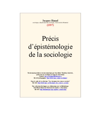 epistemologie de la sociologie Book