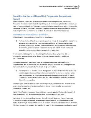 ergonomie du postes de travail Book