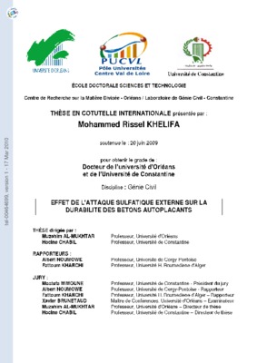 attaque sulfatique externe Book