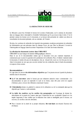 redaction de son resume de projet Book