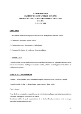 algodystrophie reflexe Book