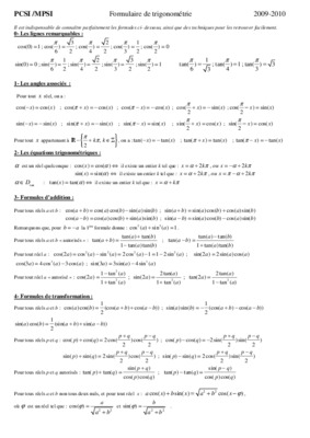 formulaire pcsi Book