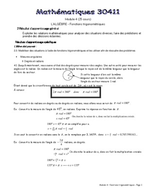 exercice de mesure des angle en radians Book