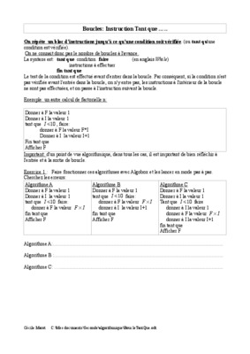 exercices boucles faire tant que Book