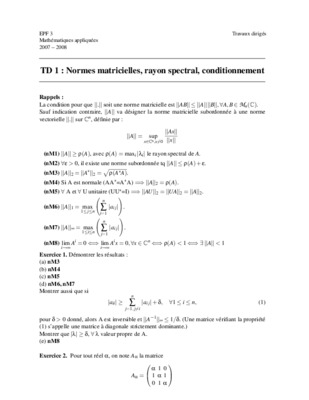 cours normes matricielles rayon spectral Book