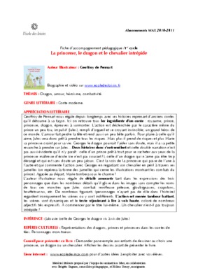 fiche pedagogique la princesse le dragon et le chevalier Book