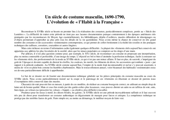 historique du costume masculin Book