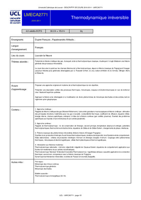 resume de la thermodynamique des processus irreversible Book