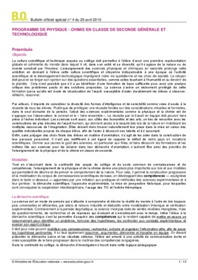 programme physique chimie seconde Book