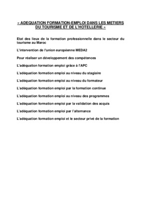 adequation formation emploi Book