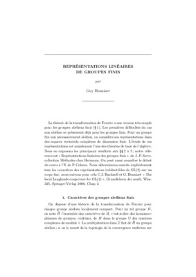representations des groupes finis Book