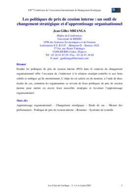 cours prix de cession interne Book