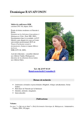 a propos de ranaivoson dox Book