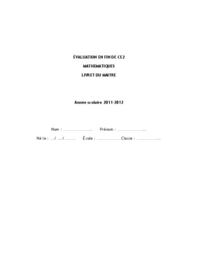 livret evaluation 6 mathematiques Book
